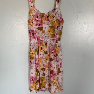 Floral Pink and Yellow Women's Dress